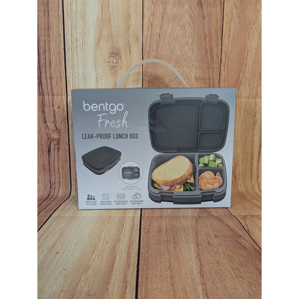 Bentgo Fresh Leak-Proof Lunch Box Charcoal Gray 3 or 4 Compartment Adults Teens